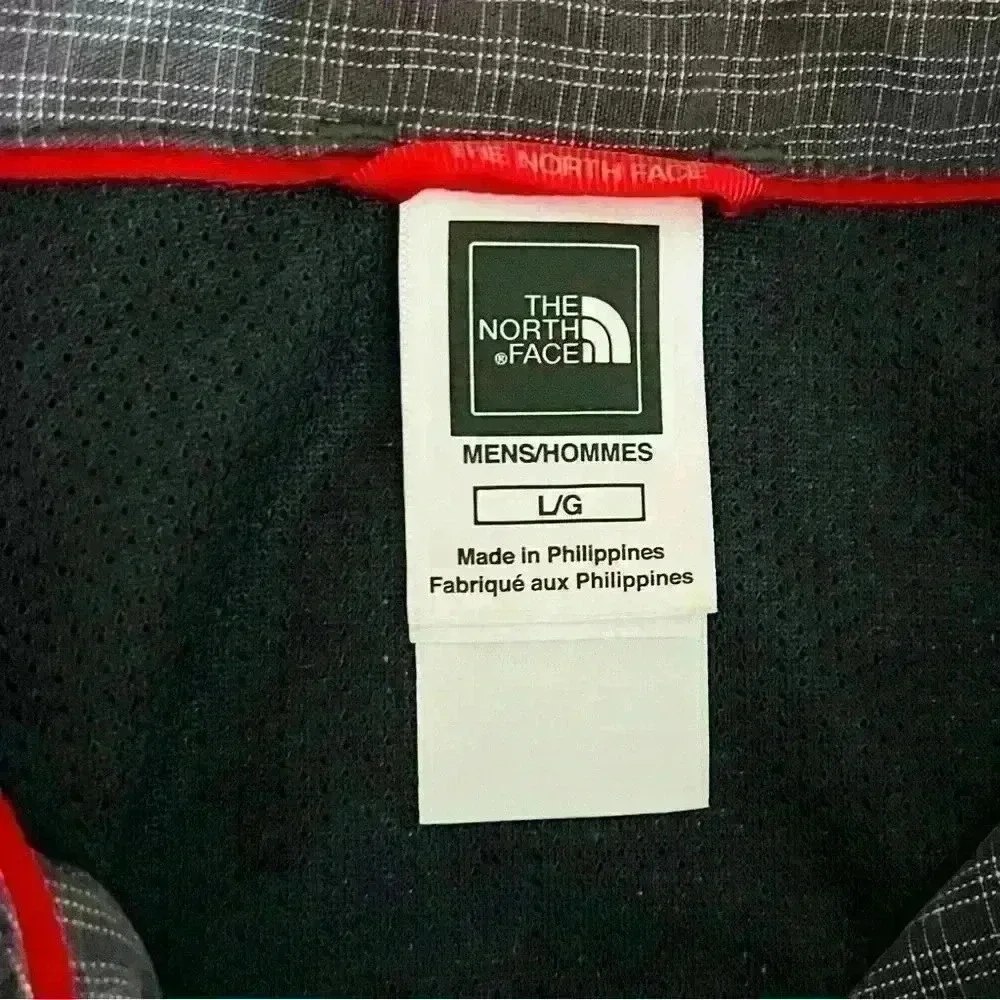 The North Face Gray‎ Plaid Outdoor Fishing Hiking Zip Pocket Button Shirt Size L